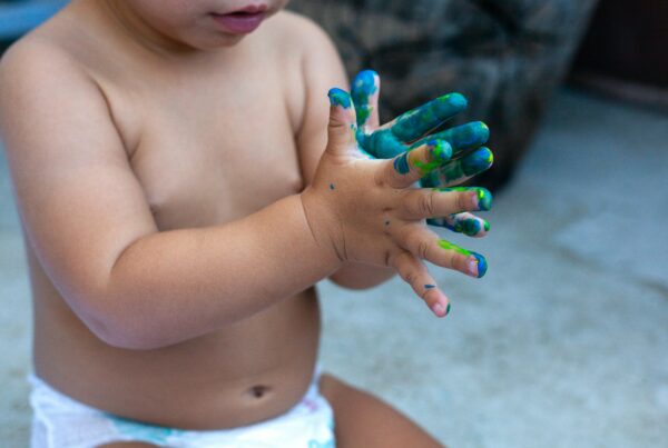 Baby with messy hands